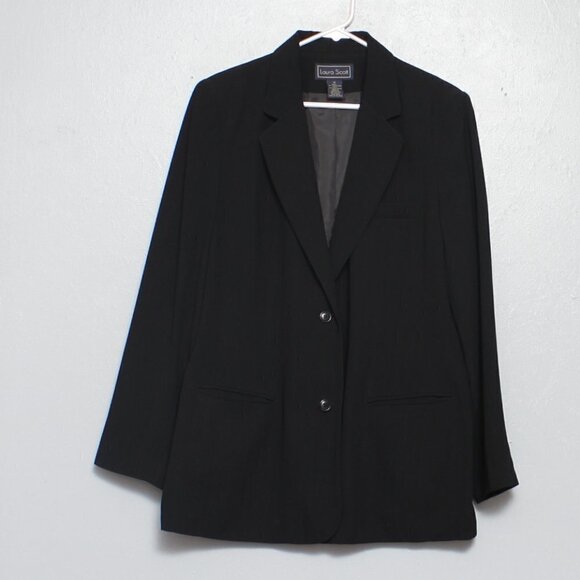 Laura Scott black polyester 2 button career blazer - Picture 1 of 6